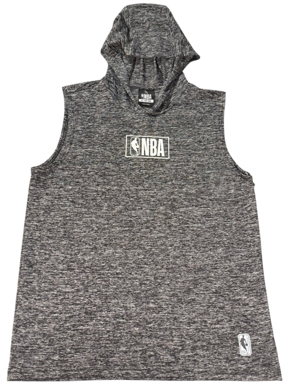 NBA Youth XL Sleeveless Hoodie Heathered Gray Athletic Tank Top Basketball